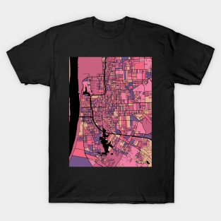 Baton Rouge Map Pattern in Purple & Pink T-Shirt